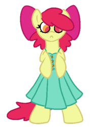 Size: 358x489 | Tagged: safe, artist:robynne, apple bloom, earth pony, pony, g4, bipedal, clothes, dress, female, filly, foal, simple background, solo, transparent background