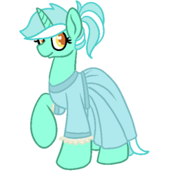 Size: 500x500 | Tagged: safe, artist:robynne, lyra heartstrings, pony, unicorn, g4, clothes, dress, female, horn, mare, raised hoof, simple background, solo, transparent background