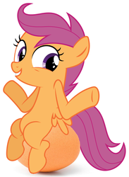 Size: 428x584 | Tagged: safe, artist:deadparrot22, edit, scootaloo, pegasus, pony, g4, egg, female, filly, scootachicken, solo