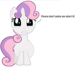 Size: 1042x932 | Tagged: safe, sweetie belle, pony, g4, background pony strikes again, crying, female, imminent abortion, pregnant, pregnant edit, solo, tasteless, teary eyes