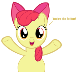 Size: 878x812 | Tagged: safe, apple bloom, human, pony, g4, bronybait, female, human on pony action, mommabloom, pregnant, pregnant edit, simple background, solo