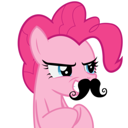 Size: 5000x5000 | Tagged: safe, artist:php19, derpibooru exclusive, pinkie pie, earth pony, pony, g4, spike at your service, absurd resolution, female, moustache, plotting, simple background, solo, transparent background, vector