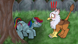 Size: 933x530 | Tagged: safe, artist:ratdust, rainbow dash, rainbow dash (g3), oc, oc:grizelda, g3, g4