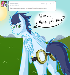 Size: 800x850 | Tagged: safe, soarin', ask young soarin', g4, ask, butt, goggles, plot, soarass, tumblr