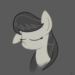 Size: 2000x2000 | Tagged: safe, artist:chir-miru, octavia melody, earth pony, pony, g4, bust, crying, female, gray background, simple background, smiling, solo