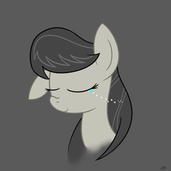 Size: 2000x2000 | Tagged: safe, artist:chir-miru, octavia melody, earth pony, pony, g4, bust, crying, eyes closed, female, gray background, mare, simple background, smiling, solo