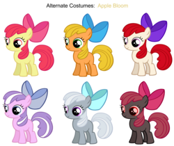 Size: 3100x2600 | Tagged: safe, artist:moongazeponies, artist:pika-robo, apple bloom, applejack, diamond tiara, silver spoon, twist, story of the blanks, g1, g4, alternate clothes, blanked apple bloom, g1 to g4, generation leap, palette swap, recolor, simple background, transparent background