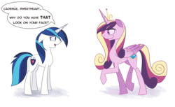 Size: 1500x920 | Tagged: safe, artist:dream-phoenix, princess cadance, shining armor, alicorn, pony, unicorn, g4, female, gleaming shield, half r63 shipping, imminent sex, implied lesbian, lesbian, rule 63, ship:gleaming cadance, shipping, simple background, white background