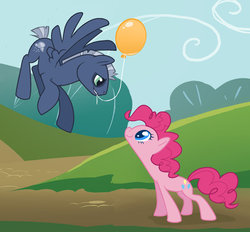 Size: 800x743 | Tagged: safe, artist:sambragg, pinkie pie, oc, pegasus, pony, g4, balloon, canon x oc, female, male, straight