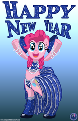 Size: 3456x5334 | Tagged: safe, artist:template93, pinkie pie, earth pony, pony, g4, absurd resolution, belly button, belly dancer, bikini, blue bikini, clothes, dress, female, new year, showgirl, solo, swimsuit