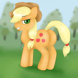 Size: 1512x1512 | Tagged: safe, artist:zekromlover, applejack, earth pony, pony, g4, butt, featureless crotch, female, mare, plot, solo