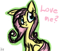 Size: 900x750 | Tagged: safe, artist:blup-chan, fluttershy, pony, g4, dialogue, female, simple background, solo, white background