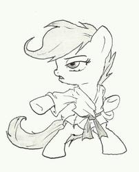 Size: 1554x1920 | Tagged: safe, artist:joelashimself, scootaloo, pony, g4, female, karate, solo