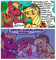 Size: 518x555 | Tagged: safe, apple bloom, applejack, big macintosh, earth pony, pony, g4, comic, male, stallion