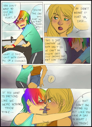 Size: 2499x3446 | Tagged: safe, artist:killa7, applejack, rainbow dash, human, g4, female, humanized, lesbian, ship:appledash, shipping