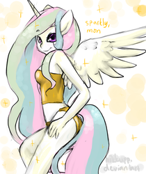 Size: 1024x1219 | Tagged: safe, artist:hikkupp, princess celestia, anthro, g4, ambiguous facial structure