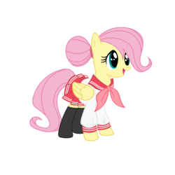 Size: 680x680 | Tagged: source needed, useless source url, safe, fluttershy, g4, clothes, school uniform, schoolgirl, simple background, transparent background, vector