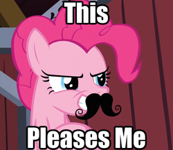 Size: 756x655 | Tagged: safe, pinkie pie, g4, image macro, moustache, reaction image