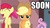 Size: 960x540 | Tagged: safe, edit, edited screencap, screencap, apple bloom, applejack, sweetie belle, g4, one bad apple, caption, image macro, inverted mouth, soon