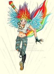 Size: 660x896 | Tagged: safe, artist:c-beni, rainbow dash, human, g4, converse, humanized, shoes, tailed humanization, winged humanization