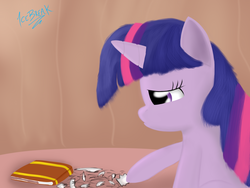 Size: 2000x1500 | Tagged: safe, artist:icebreak23, twilight sparkle, g4, book, paper, ripped to shreds, sad