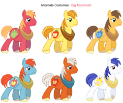 Size: 3700x3100 | Tagged: safe, artist:dey-chan, artist:pika-robo, barnacle, big macintosh, braeburn, caramel, chief, wigwam, earth pony, pony, g1, g4, alternate clothes, g1 to g4, generation leap, male, palette swap, recolor, simple background, stallion, transparent background, vector