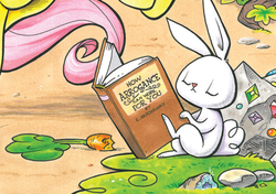 Size: 713x503 | Tagged: safe, idw, official comic, angel bunny, fluttershy, pony, g4, angel is a bunny bastard, book