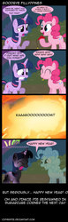 Size: 1700x5500 | Tagged: safe, artist:cipherpie, pinkie pie, twilight sparkle, earth pony, ghost, pony, unicorn, g4, accidental suicide, comic, dead, death, explosion, female, firecracker, mare, respawn, suicide, too dumb to live