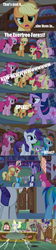 Size: 500x2222 | Tagged: safe, edit, edited screencap, screencap, apple bloom, applejack, derpy hooves, fluttershy, pinkie pie, rainbow dash, rarity, spike, twilight sparkle, pegasus, pony, bridle gossip, g4, my little pony: friendship is magic, cloud, comic, female, mane seven, mane six, mare, sugarcube corner, thunder