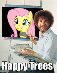 Size: 500x646 | Tagged: safe, fluttershy, human, g4, bob ross, fluttertree, image macro, meme, painting