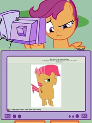 Size: 562x750 | Tagged: safe, artist:thrashmetal92, babs seed, scootaloo, g4, cutie mark, deviantart, exploitable meme, meme, tv meme