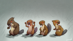 Size: 1920x1080 | Tagged: safe, artist:ponchuzn, mr. beaverton beaverteeth, beaver, g4, keep calm and flutter on, animal, discorded, evil, gray background, red eyes, simple background, wallpaper