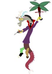 Size: 749x1068 | Tagged: safe, artist:jewelsfriend, discord, draconequus, g4, crossover, male, professor layton, simple background, solo, transparent background