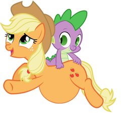 Size: 1011x919 | Tagged: safe, applejack, spike, dragon, earth pony, pony, g4, butt touch, female, hand on butt, male, mare, pregnant, pregnant edit, ship:applespike, shipping, straight