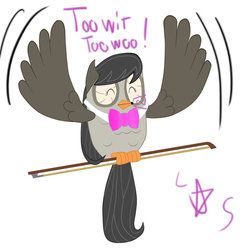 Size: 894x894 | Tagged: safe, artist:luckytohru, octavia melody, bird, owl, g4, female, james thurber, solo, species swap