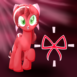 Size: 600x600 | Tagged: safe, artist:frostedwarlock, oc, oc only, oc:red ribbon, pony, unicorn, solo