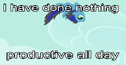 Size: 800x417 | Tagged: safe, artist:atmospark, oc, oc only, pegasus, pony, animated, caption, flying, i have done nothing productive all day, image macro, loop, meme, reaction image, solo, text
