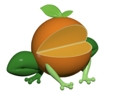 Size: 640x480 | Tagged: safe, artist:clawed-nyasu, orange frog, frog, g4, 3d, orange, simple background, solo, transparent background