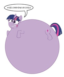 Size: 432x518 | Tagged: safe, twilight sparkle, pony, unicorn, g4, comic sans, hyper pregnancy, pregnant, troll