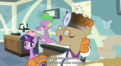 Size: 845x460 | Tagged: safe, screencap, spike, twilight sparkle, g4, david bowie, youtube caption