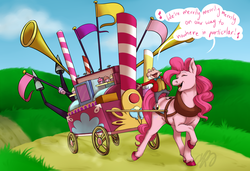 Size: 2294x1573 | Tagged: dead source, safe, artist:cartoonlion, pinkie pie, g4, crossover, disney, mr toad, singing, the adventures of ichabod and mr. toad, the wind in the willows, welcome wagon