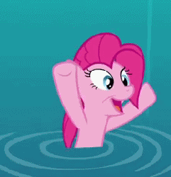 Size: 246x255 | Tagged: safe, screencap, pinkie pie, earth pony, pony, g4, season 3, too many pinkie pies, animated, cropped, dancing, female, hooves in air, loop, mare, solo, water, wet mane