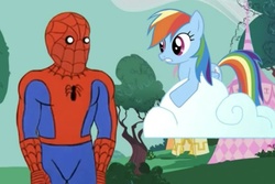 Size: 960x640 | Tagged: safe, rainbow dash, g4, 60s spider-man, faic, male, meme, reaction image, spider-man