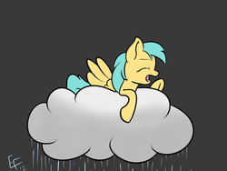 Size: 900x675 | Tagged: safe, artist:echo-flye, sunshower raindrops, g4, cloud, sleepy