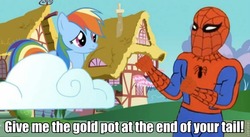 Size: 853x468 | Tagged: safe, rainbow dash, g4, 60s spider-man, image macro, male, spider-man