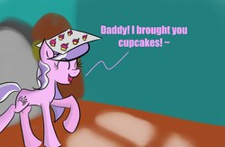 Size: 1280x835 | Tagged: safe, artist:tixolseyerk, diamond tiara, g4, ask, broken tiara, cupcake, tumblr