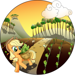 Size: 7253x7368 | Tagged: safe, artist:bronytoss, applejack, earth pony, pony, g4, absurd resolution, basket, carrot, celery, farm, female, solo