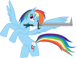 Size: 1600x1216 | Tagged: safe, artist:klaifferon, rainbow dash, g4, simple background, sword, transparent background, vector