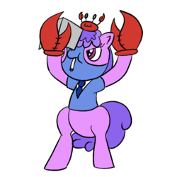 Size: 500x500 | Tagged: dead source, safe, artist:fantasyglow, cancer (g4), crab, earth pony, pony, g4, bipedal, cancer (horoscope), crossover, female, horoscope, mare, parody, ponyscopes, simple background, spy, spy (tf2), spycrab, team fortress 2, transparent background, zodiac