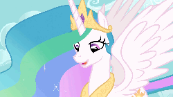 Size: 960x540 | Tagged: source needed, useless source url, safe, screencap, princess celestia, pony, g4, keep calm and flutter on, animated, ethereal mane, female, gif, solo, talking